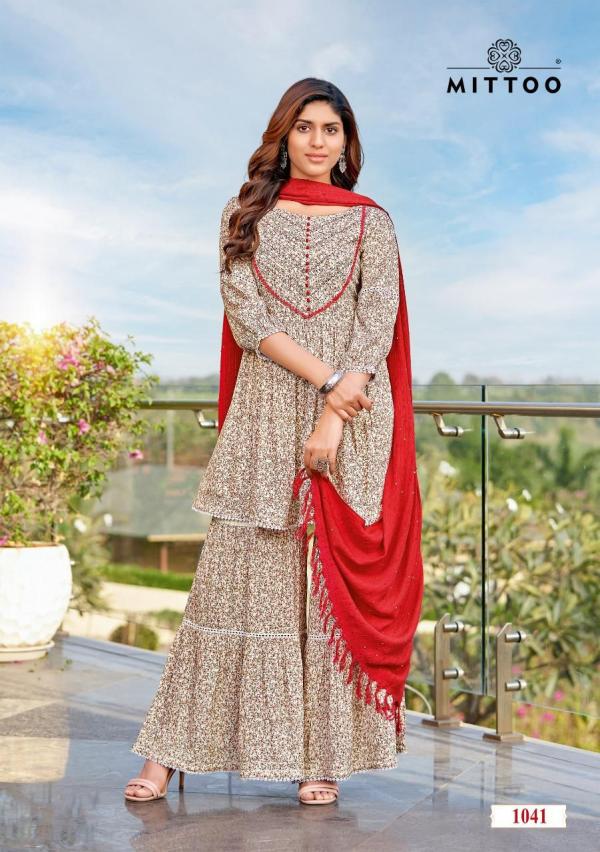 Mittoo Ceremony Wrinkle Printed Sharara Readymade Wear Collection